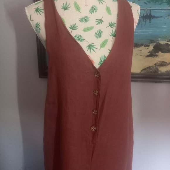 NWT: Rhythm Amalfi linen jumpsuit in dark, dusky pink, midi length, wide leg(12) - Picture 4 of 10